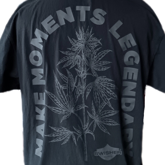 🖤 Swisher Blunts T-Shirt Tee Mens Black Medium Cotton 420 Cannabis Pot Leaf - Picture 8 of 10